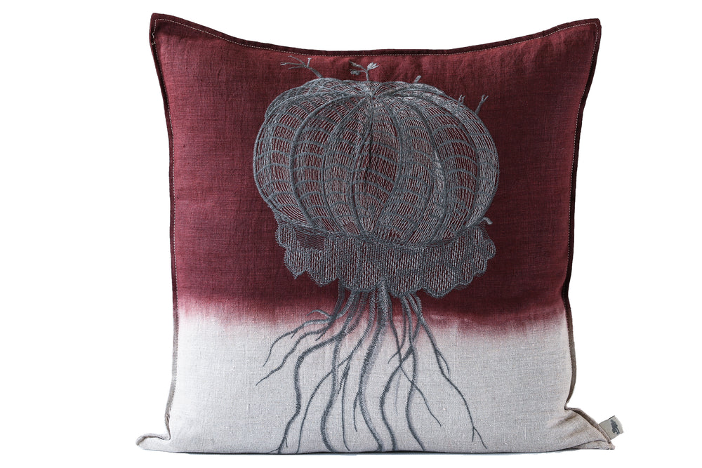 Melon Euphorbia Embroidered Cushion