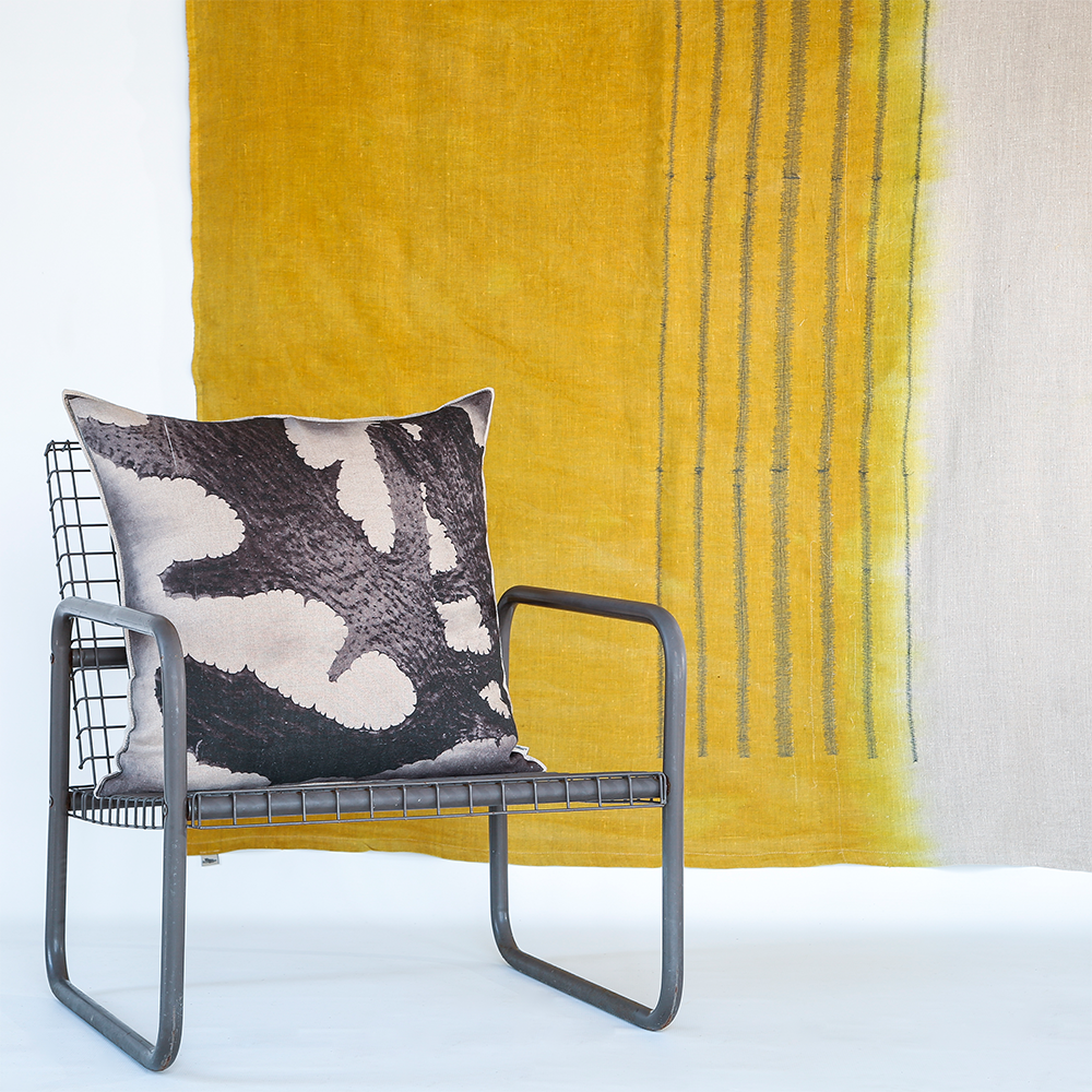 Charcoal Stripe Embroidered Throw