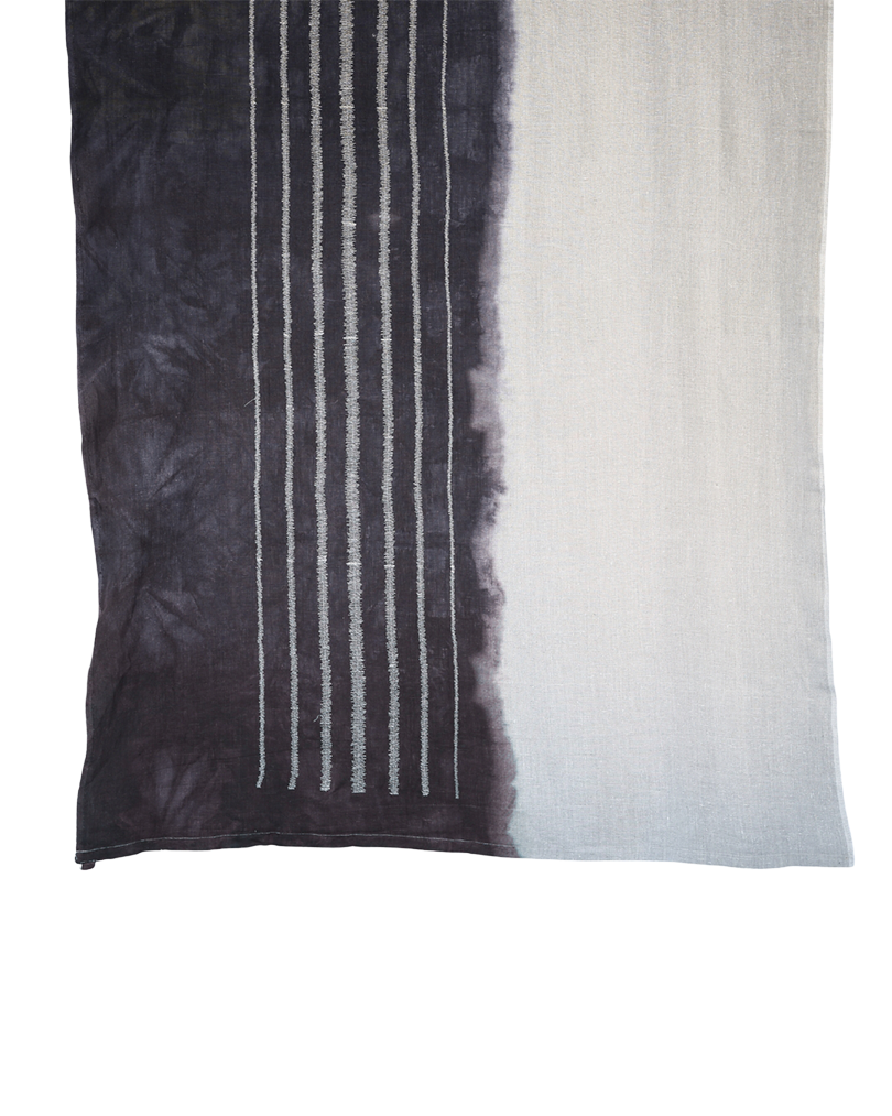 Stone Stripe Embroidered Throw