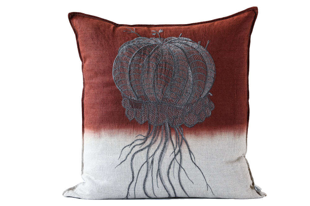 Melon Euphorbia Embroidered Cushion