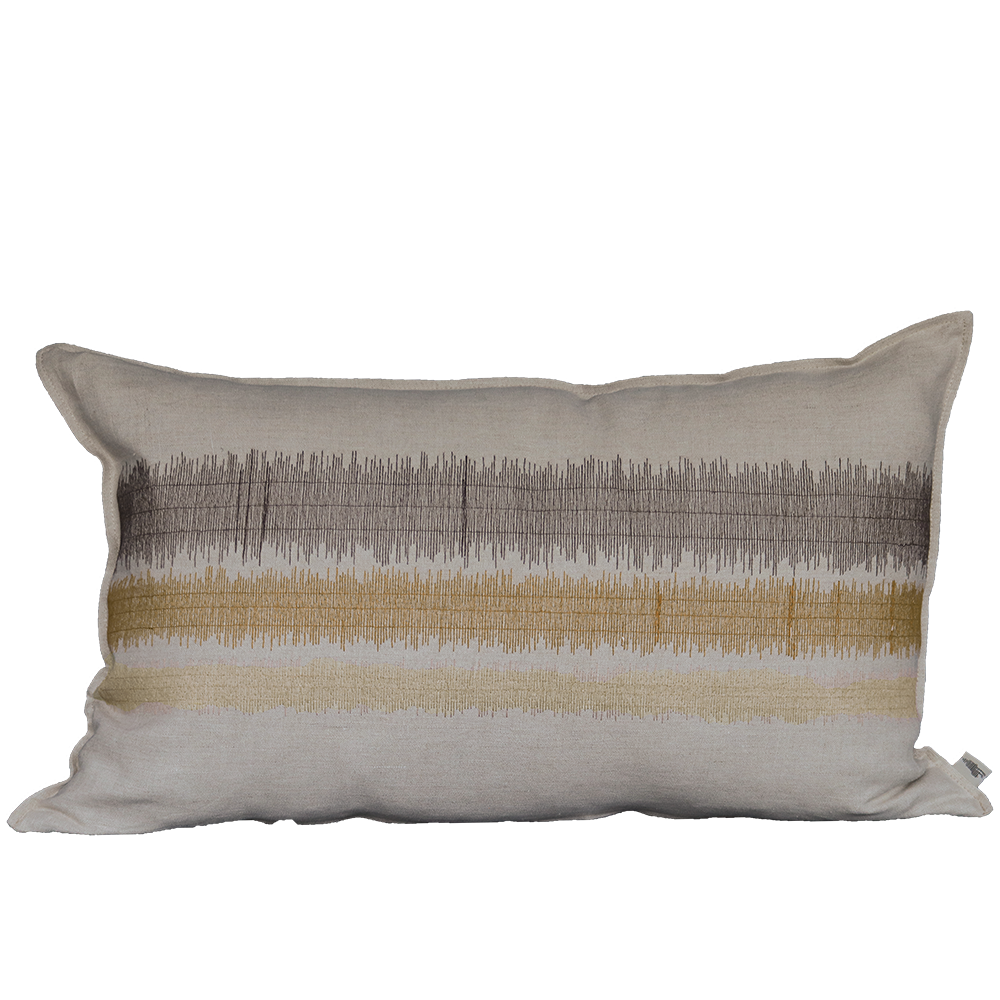 Variegated Stripe Antique Rust Embroidered Cushion