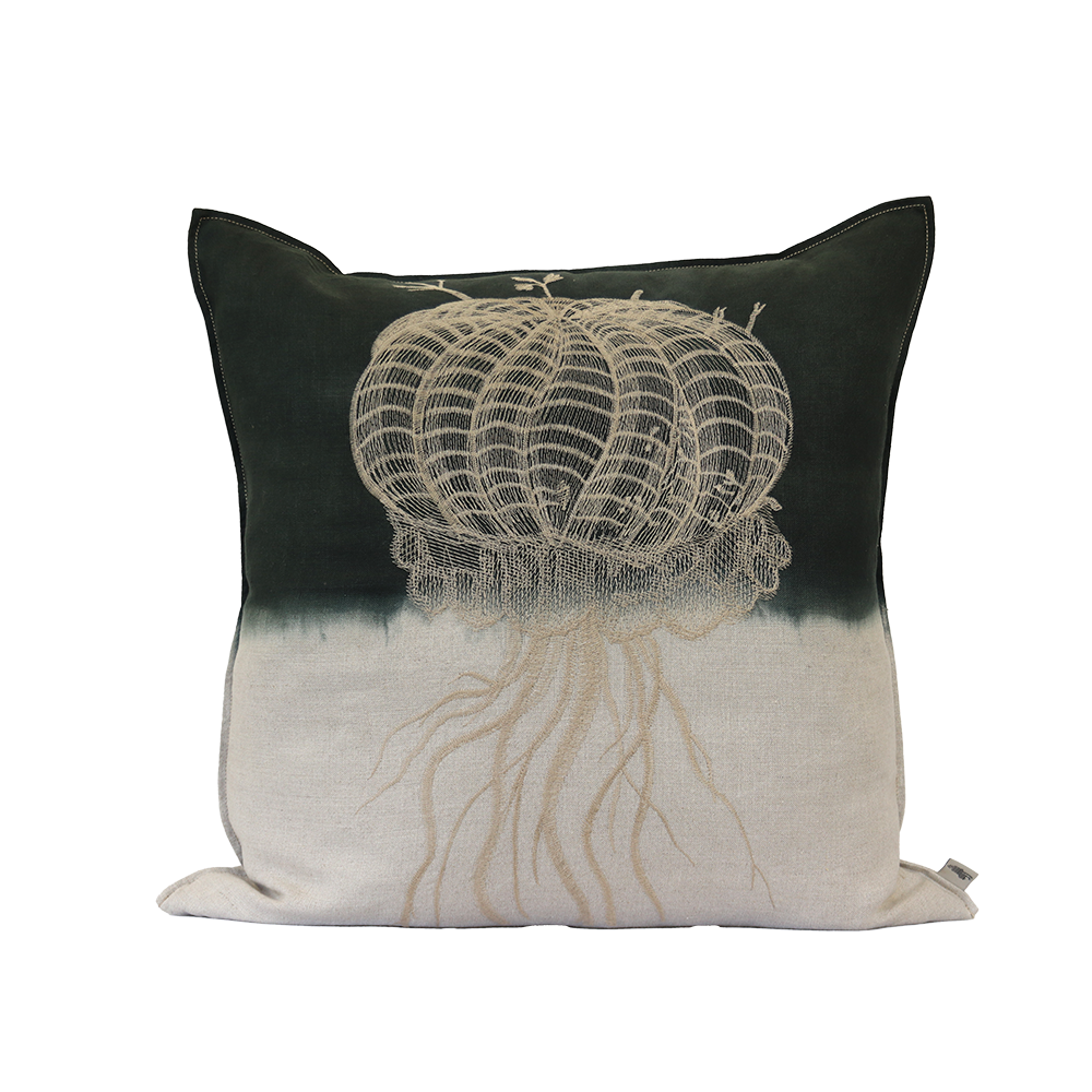 Melon Euphorbia Embroidered Cushion