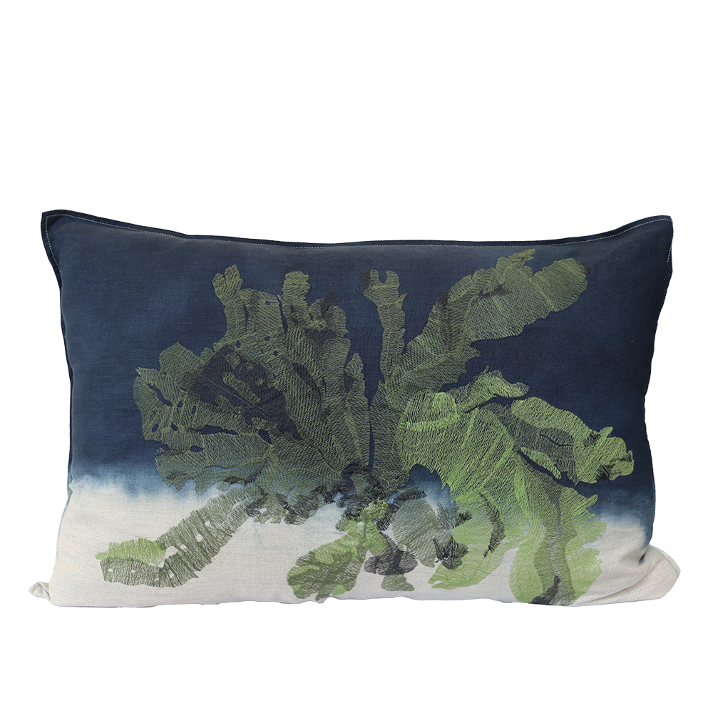 Nitiphyllum Green Embroidered Cushion