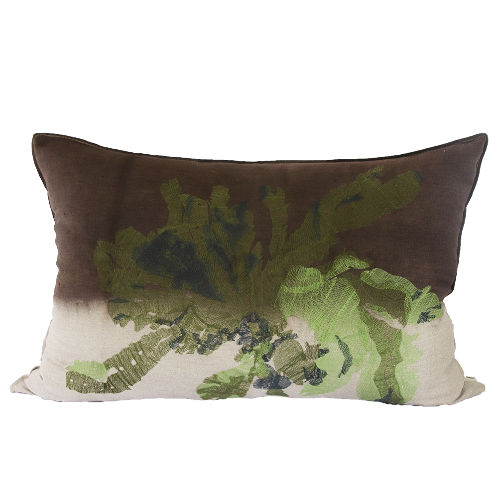 Nitiphyllum Green Embroidered Cushion