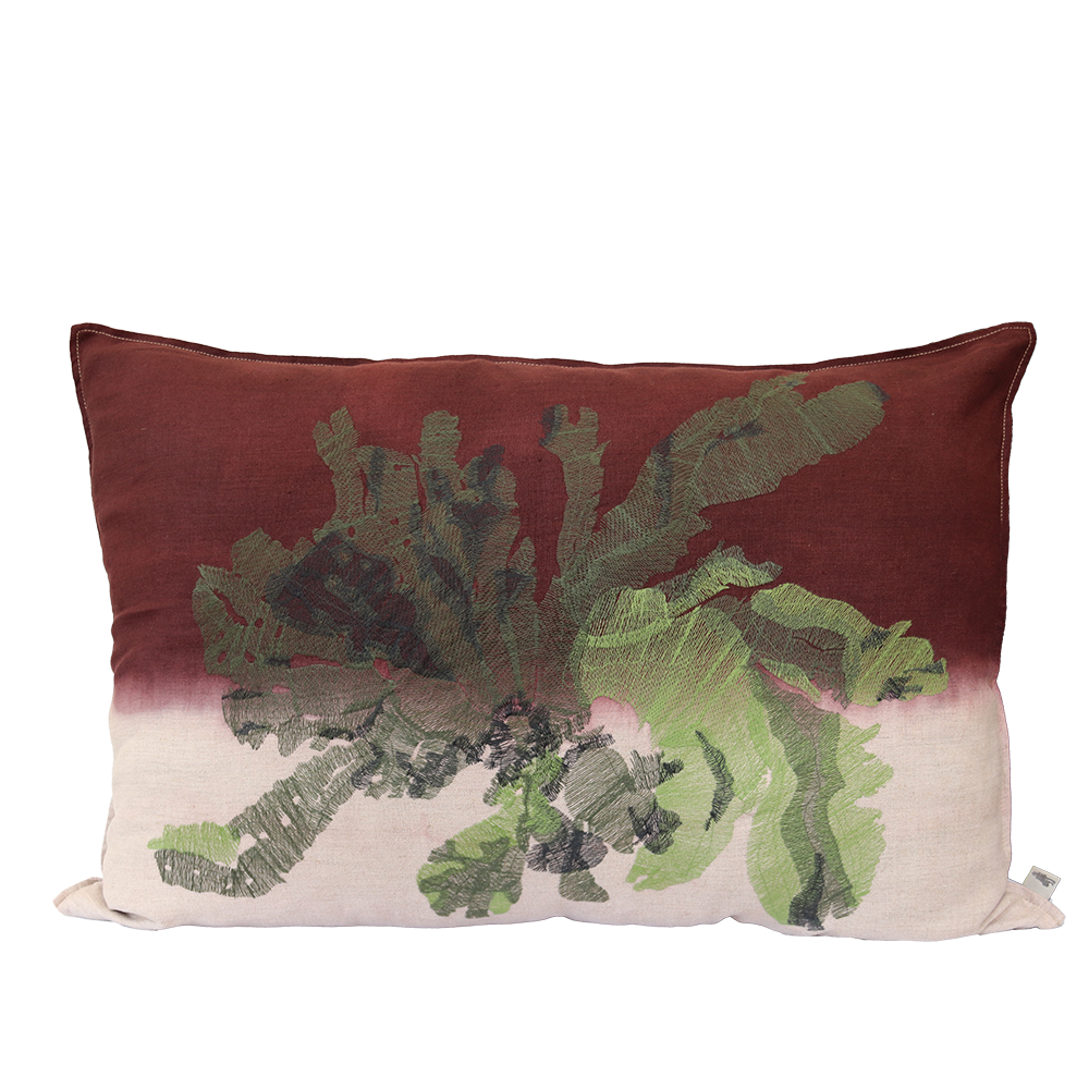 Nitiphyllum Green Embroidered Cushion