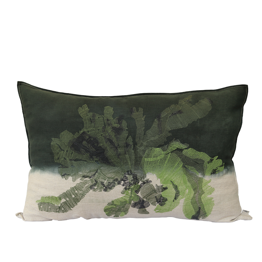 Nitiphyllum Green Embroidered Cushion