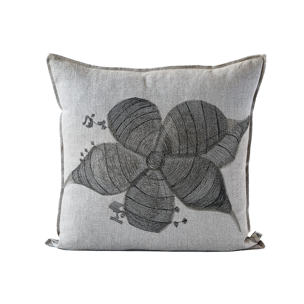 Stapelia Cushion, Embroidered and Dyed