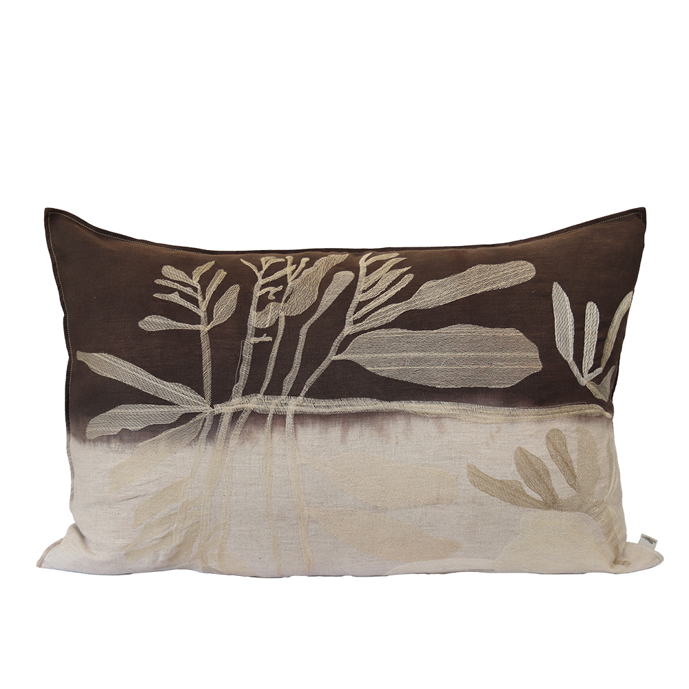 Stone Leaf Embroidered Cushion
