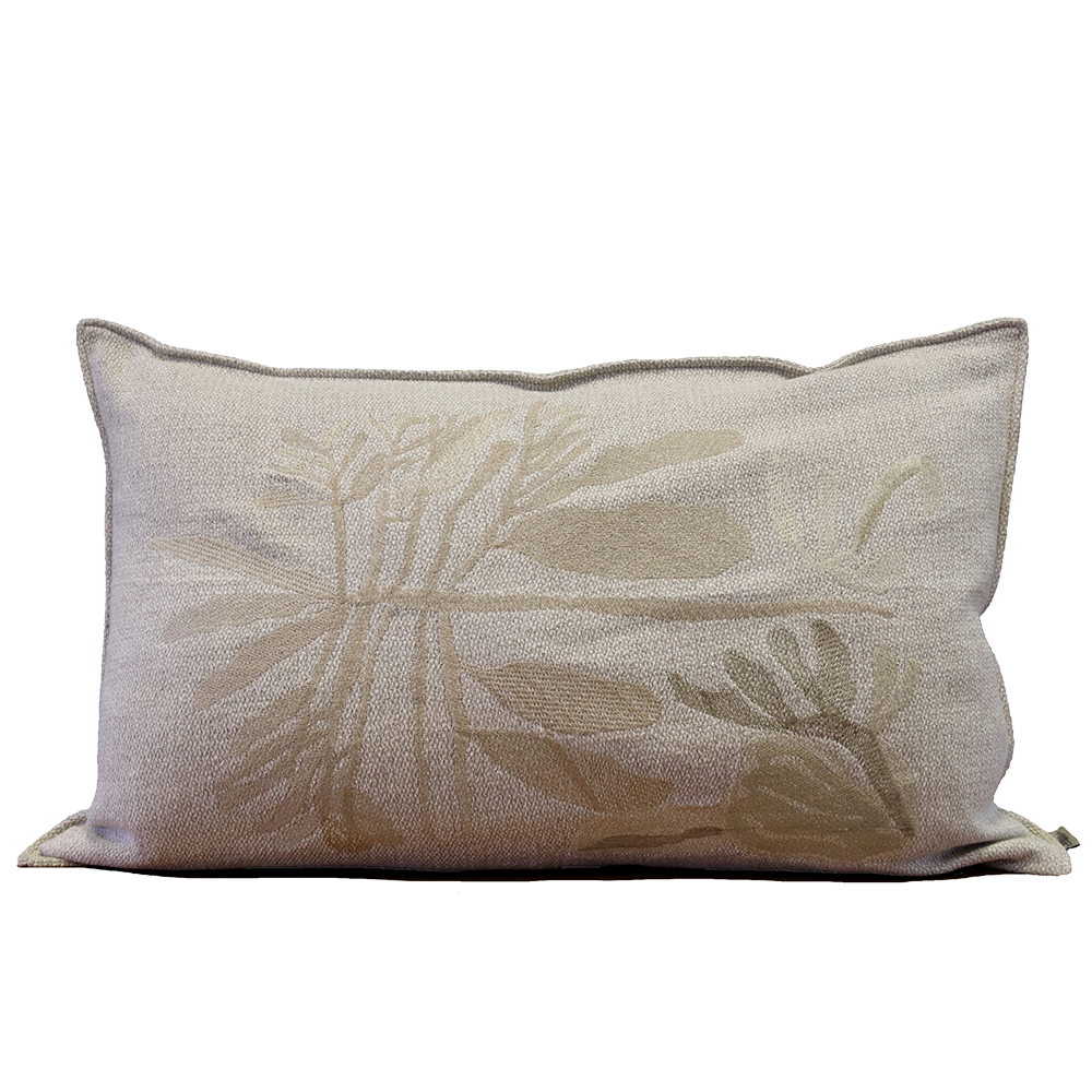 Stone Leaf Embroidered Cushion