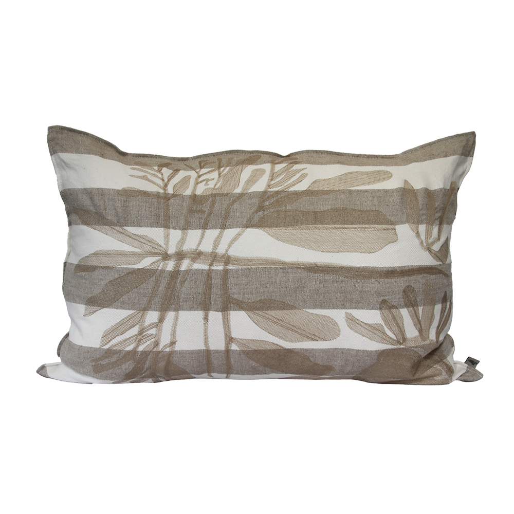 Natural Leaf Embroidered Cushion