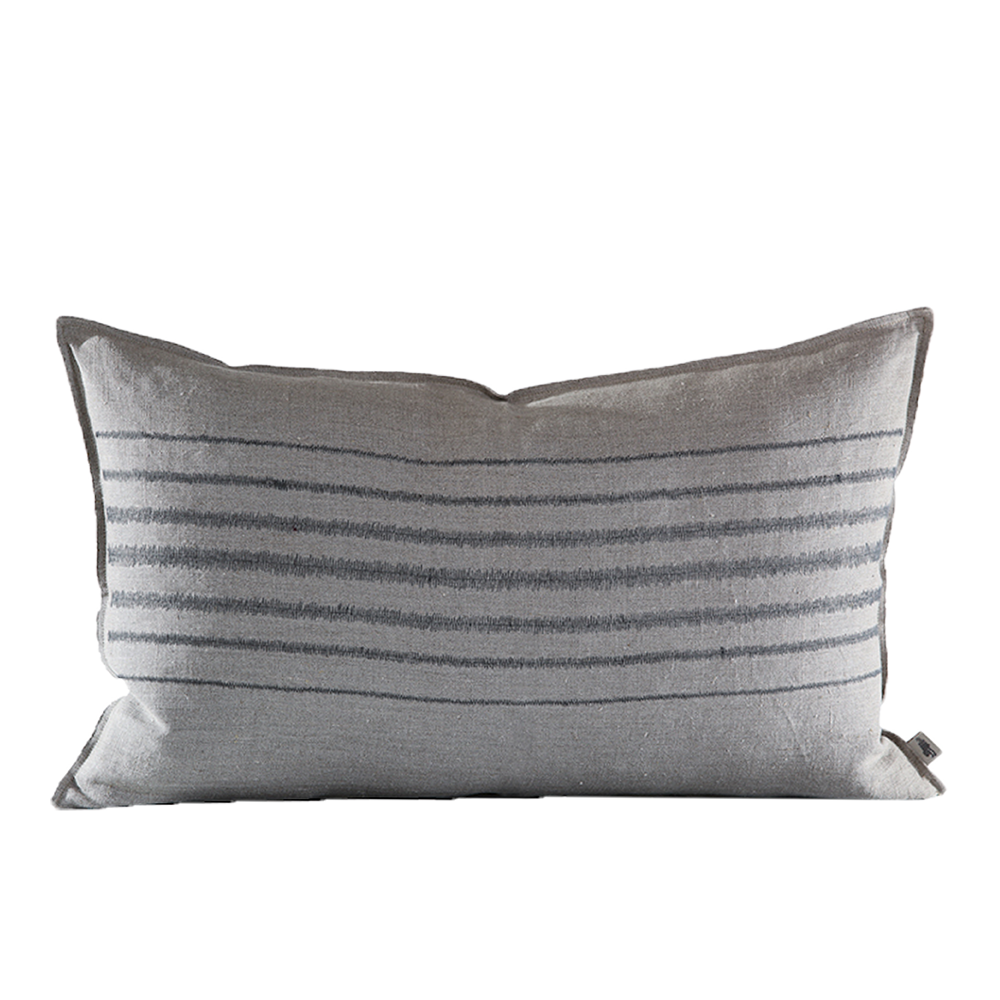 Stripe Charcoal Embroidered Cushion