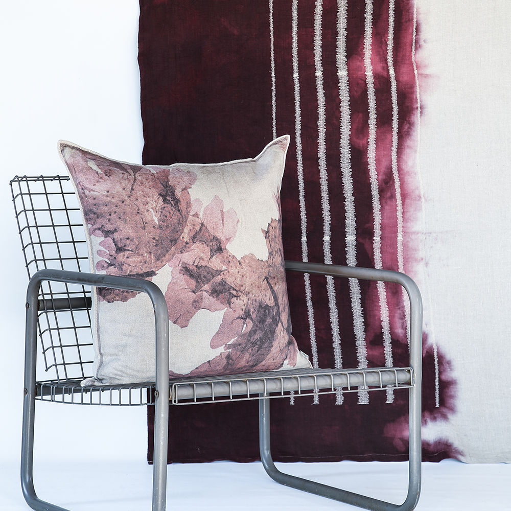 Stone Stripe Embroidered Throw