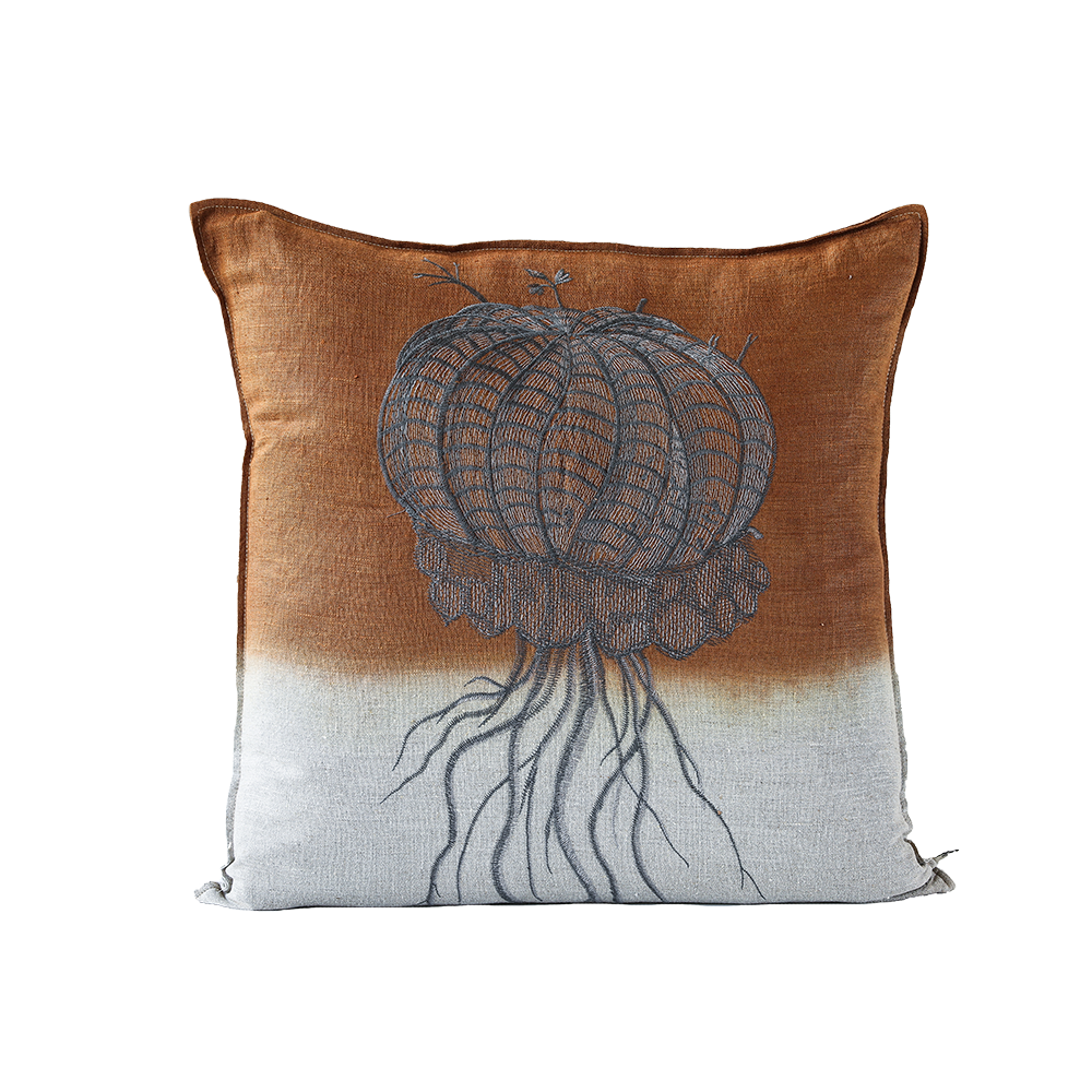 Melon Euphorbia Embroidered Cushion