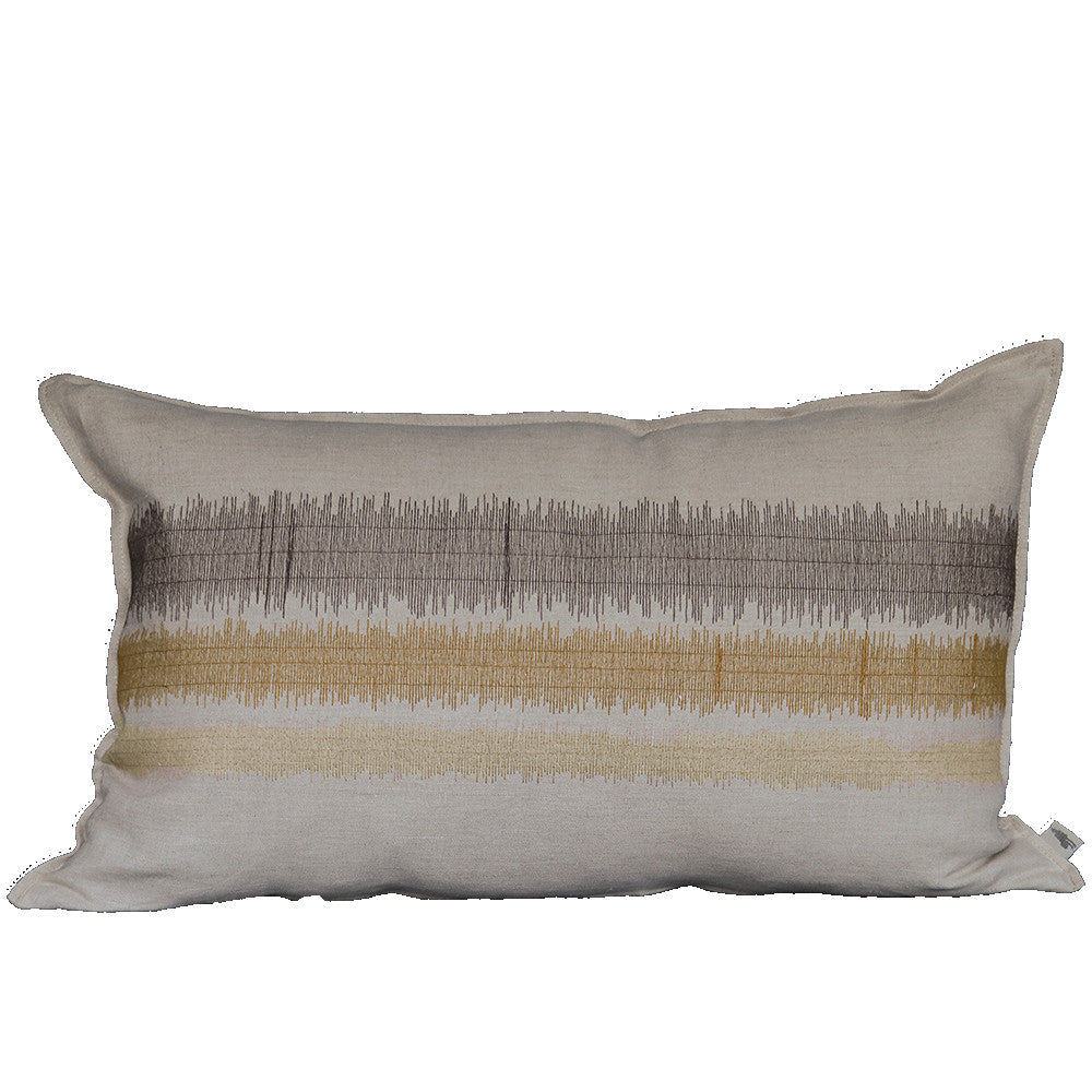 Variegated Stripe Antique Rust Embroidered Cushion