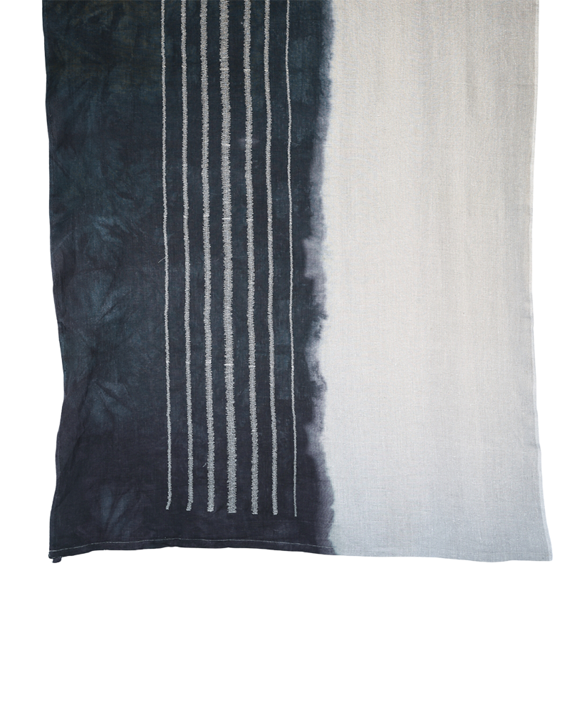 Stone Stripe Embroidered Throw