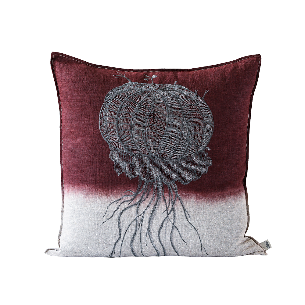 Melon Euphorbia Embroidered Cushion