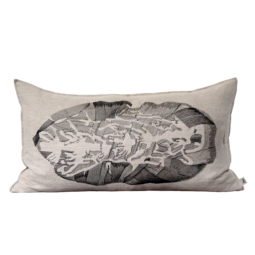 Phyllotheca Black Embroidered Cushion