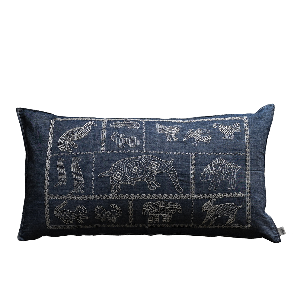 Bella se Diertjies Denim Embroidered Cushion
