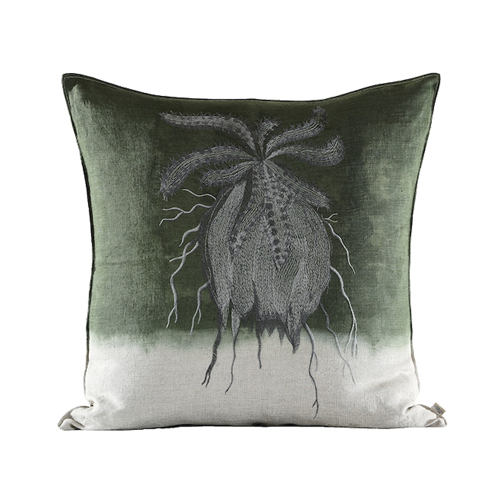 Embroidered Caterpillar Euphorbia Cushion