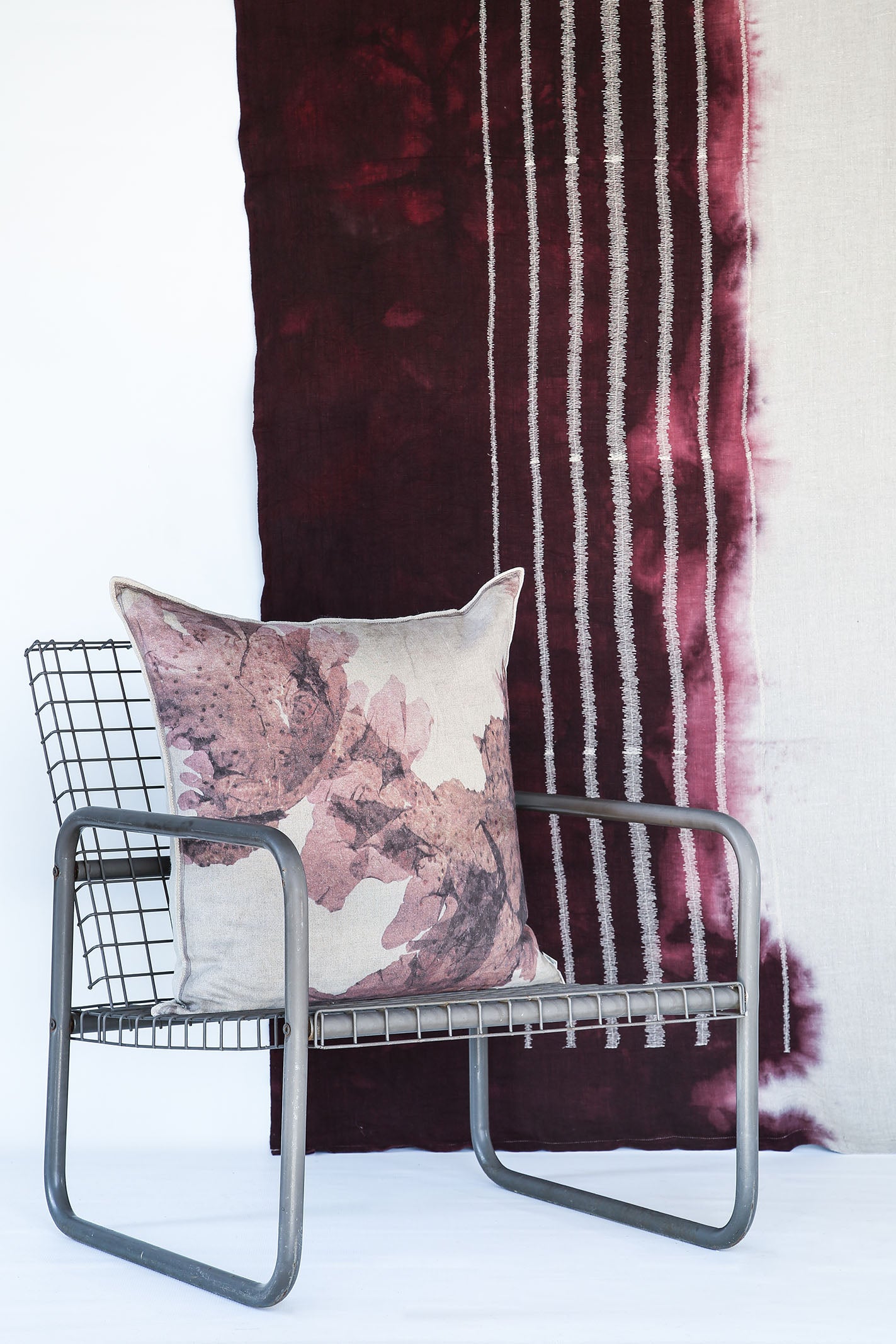 Stone Stripe Embroidered Throw