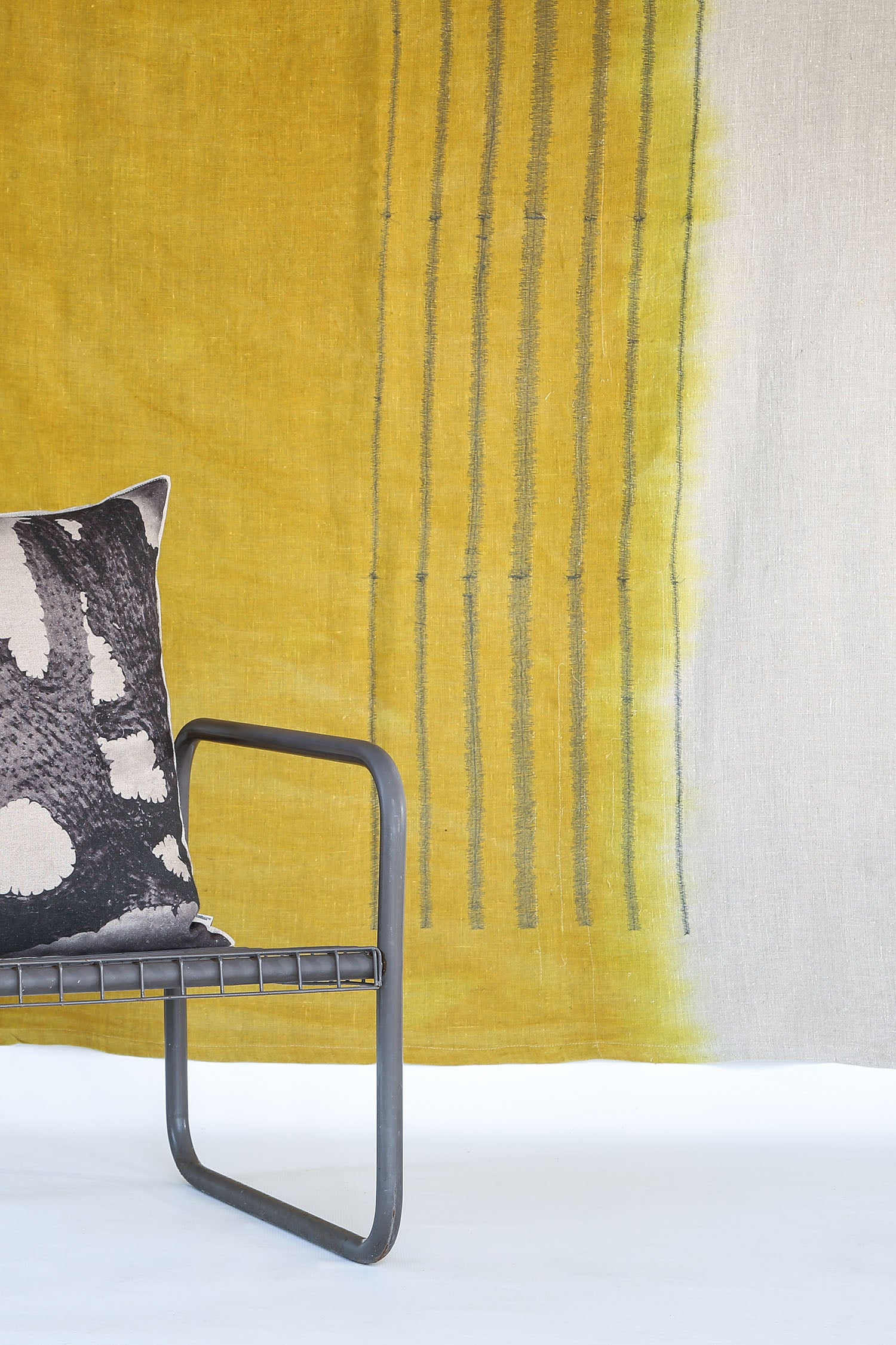 Charcoal Stripe Embroidered Throw