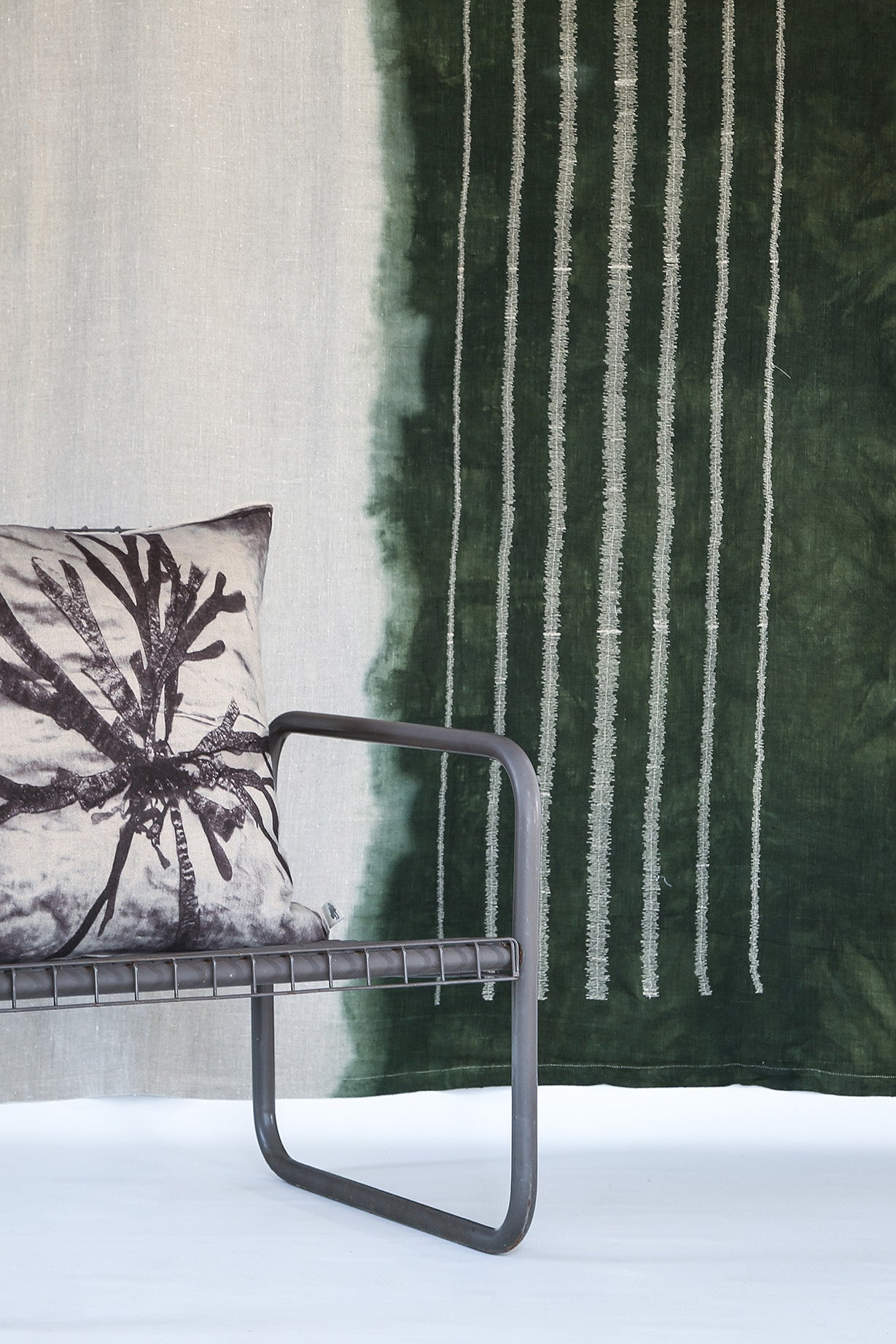 Stone Stripe Embroidered Throw