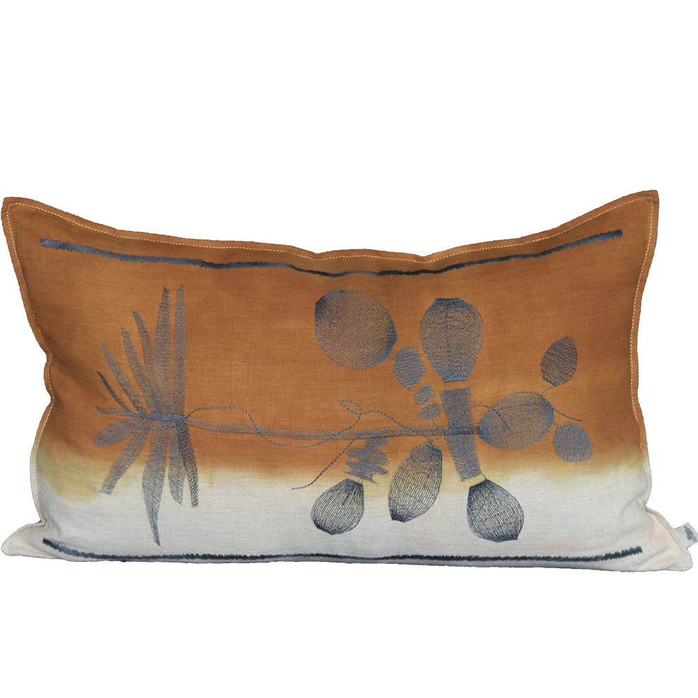 Embroidered Dry Branch Cushion Charcoal