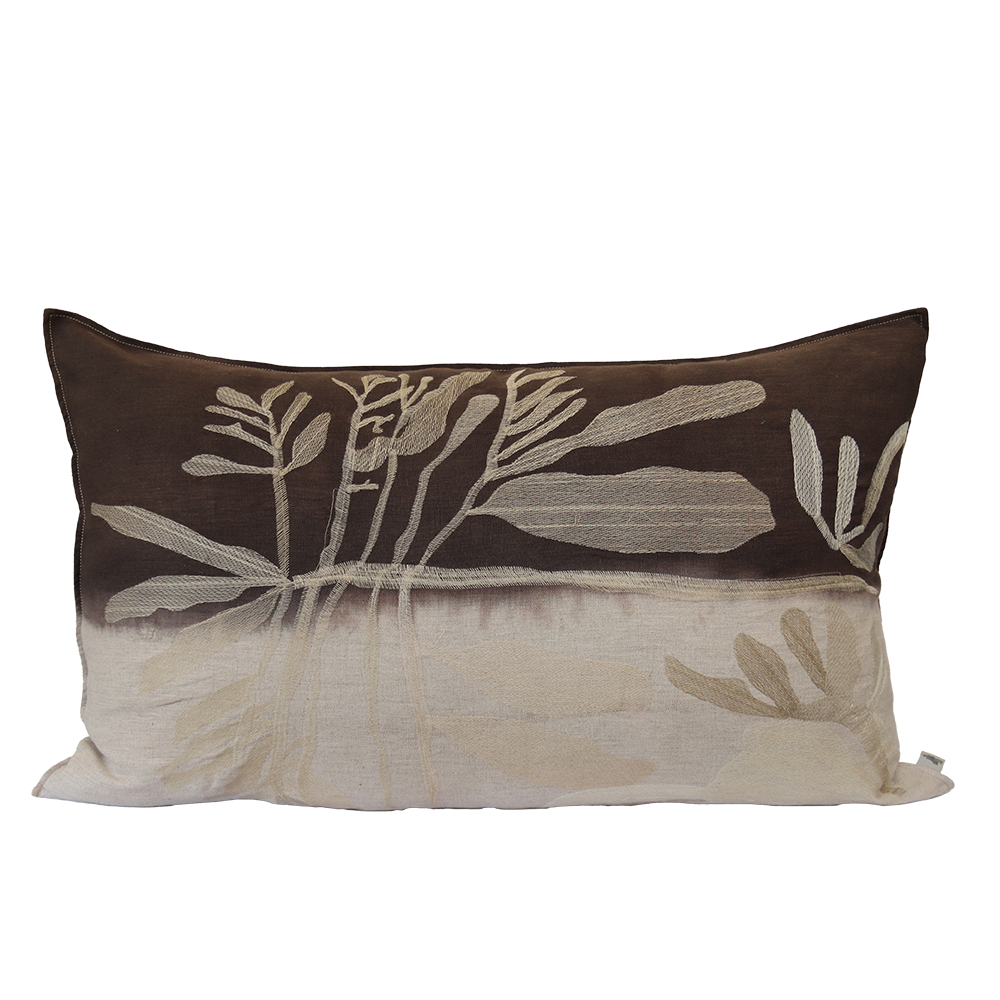 Stone Leaf Embroidered Cushion
