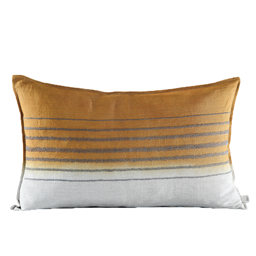 Embroidered Stripe Cushion Charcoal on Stone