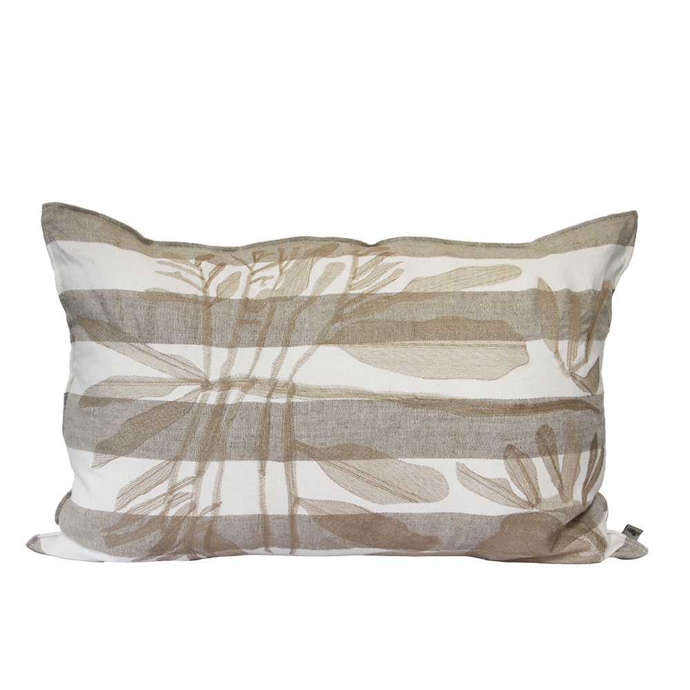 Natural Leaf Embroidered Cushion