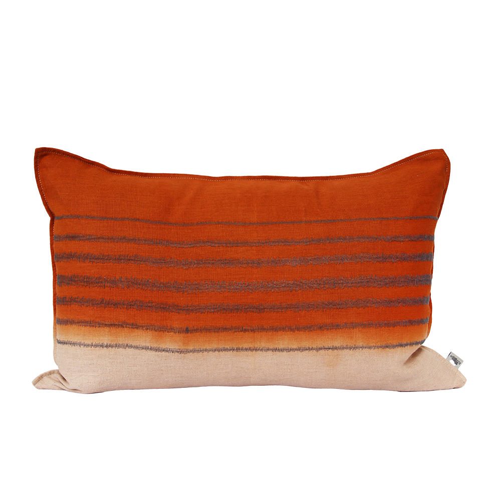 Stripe Charcoal Embroidered Cushion