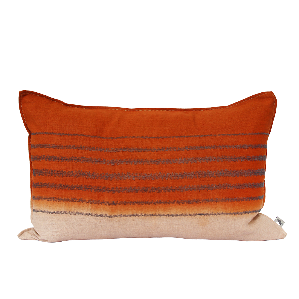 Stripe Charcoal Embroidered Cushion