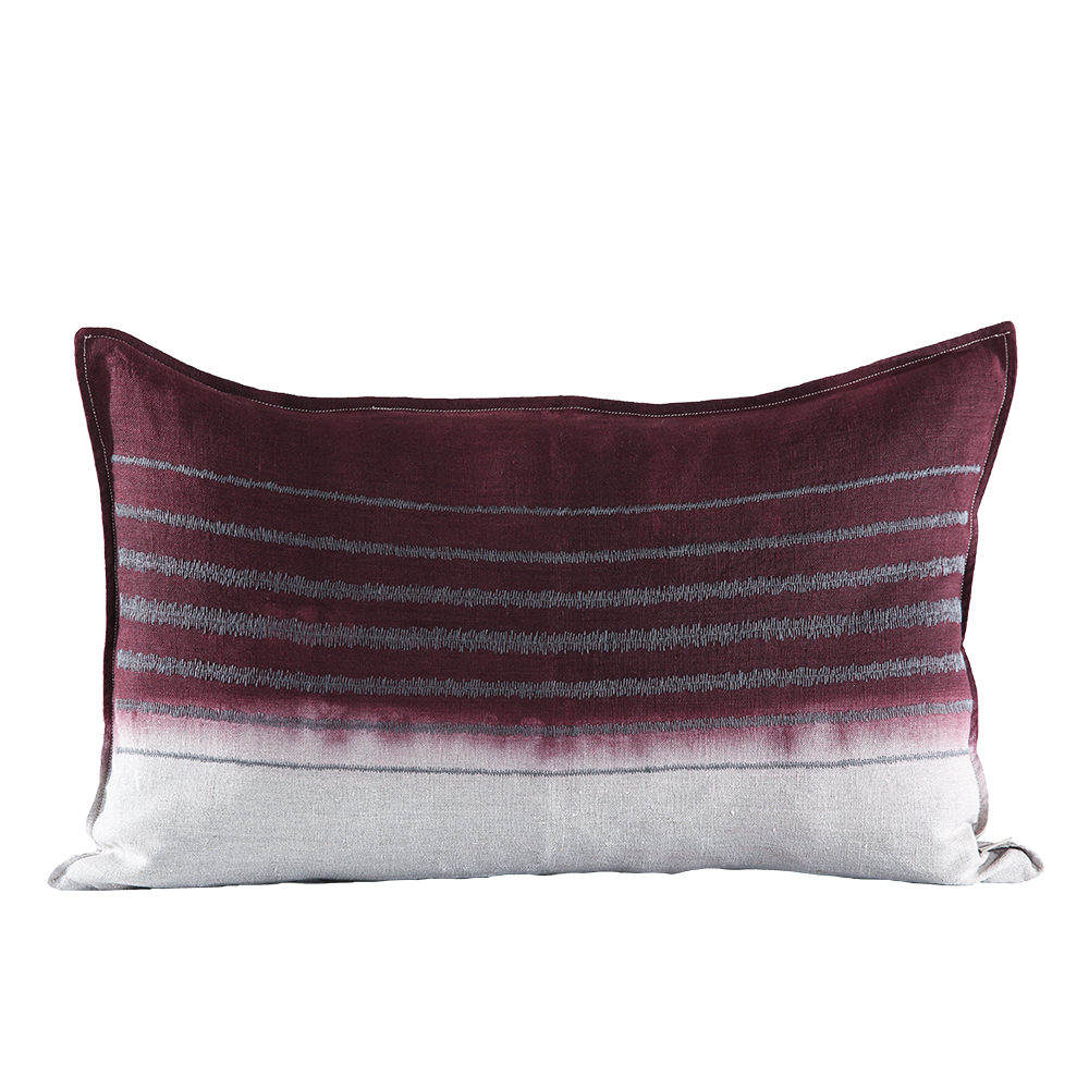 Stripe Charcoal Embroidered Cushion